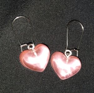 Pink Heart Candy Charm Earrings Valentines 80s Day Retro Chunky Hearts Charms
